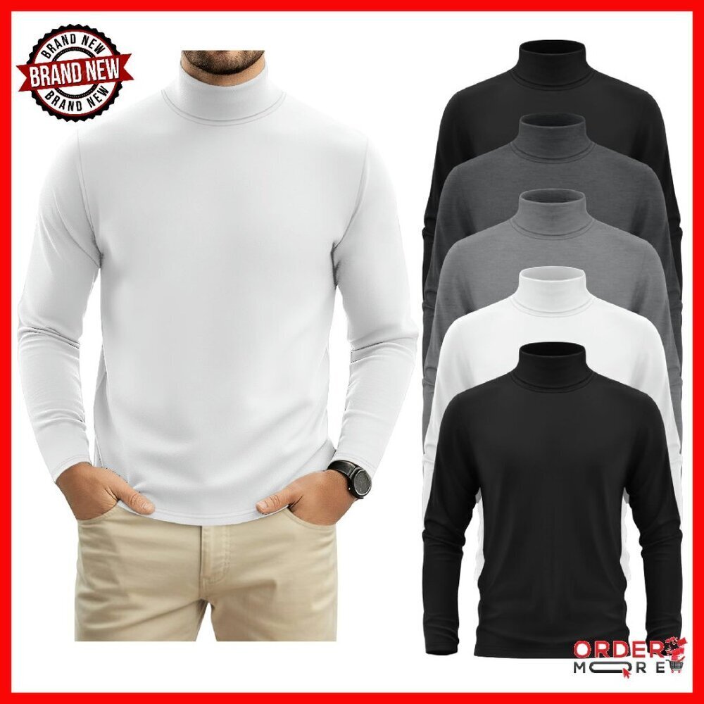Men's Slim Fit Turtleneck Sweaters 5-Pack Long Sleeve Mock Neck Pullover